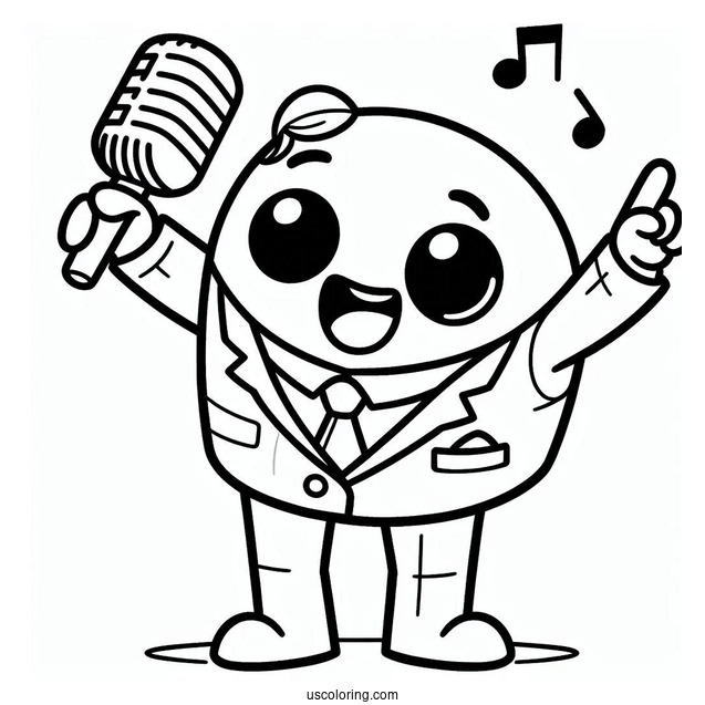 Sing Coloring Page Of Easy Outline Of Mike In Suit For Preschoolers