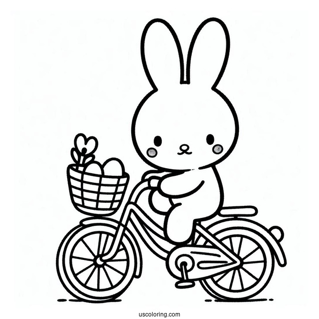 Miffy Coloring Page On A Bicycle For Preschoolers