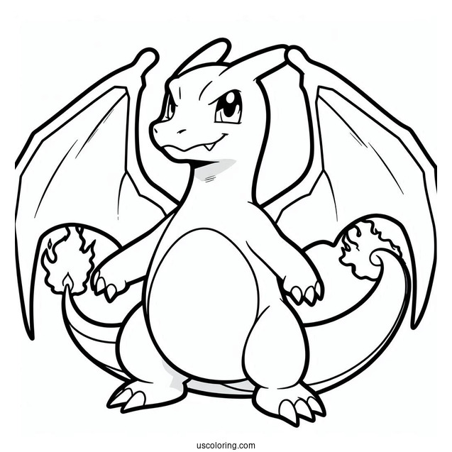 Easy Charizard Outline Coloring In For Kids(1)