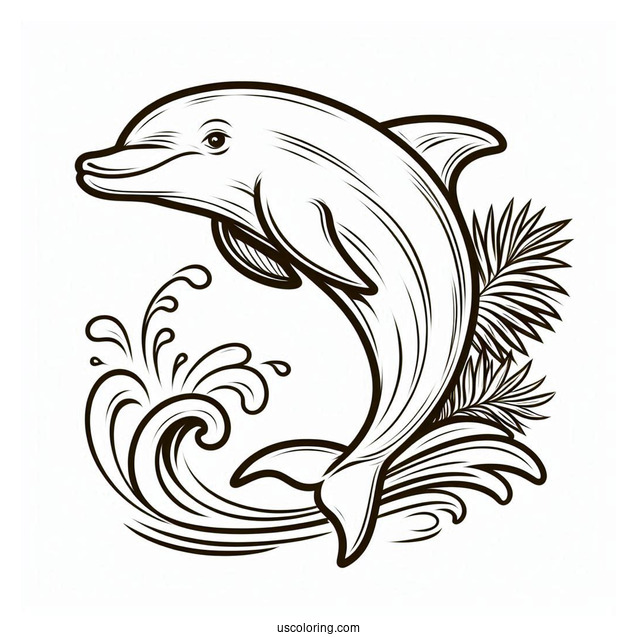Dolphin Leaping Out Of Water To Color