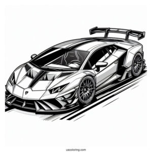 Detailed Lamborghini Race Car Coloring Page