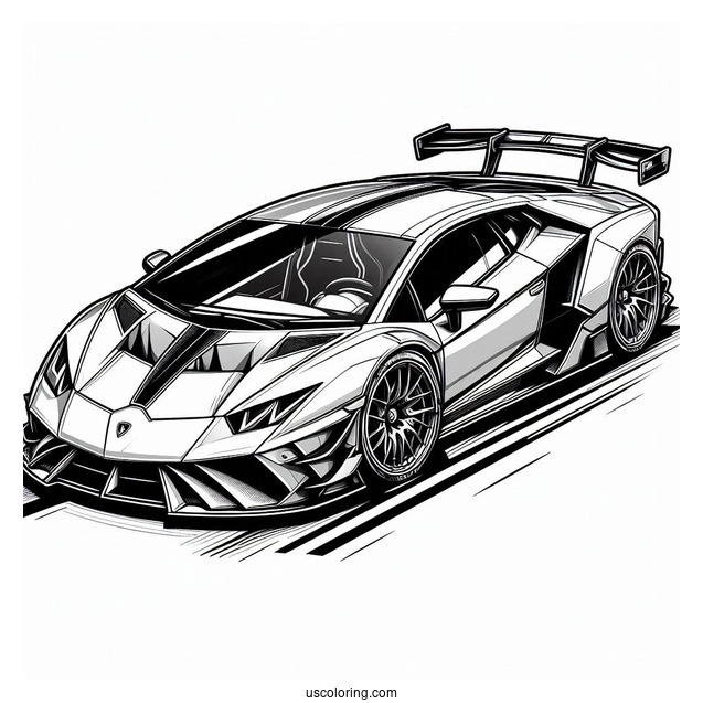 Detailed Lamborghini Race Car Coloring Page