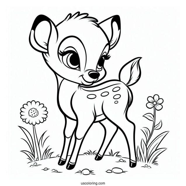Easy Coloring Page Of Bambi For Preschoolers