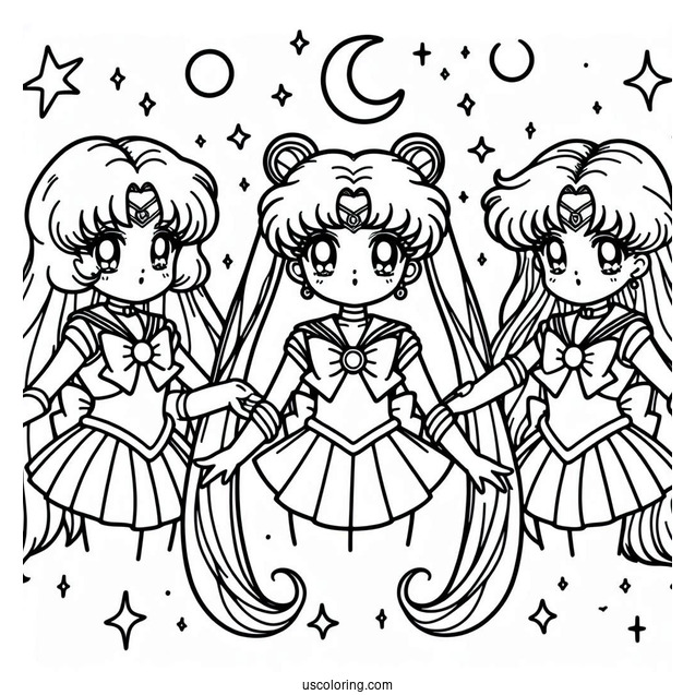 Easy Sailor Guardians Coloring Sheet