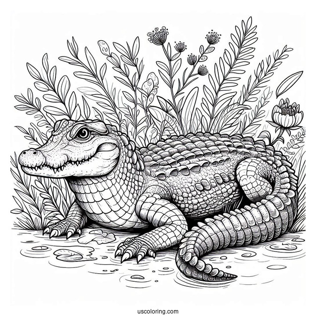 Large Nile Crocodile Coloring Sheet