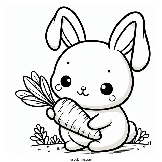 Petter Rabbit Holding Carrot Coloring Page
