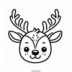 Simple Outline Of a Reindeer Face