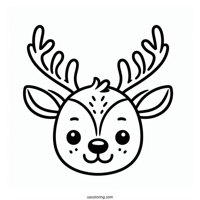 Simple Outline Of a Reindeer Face