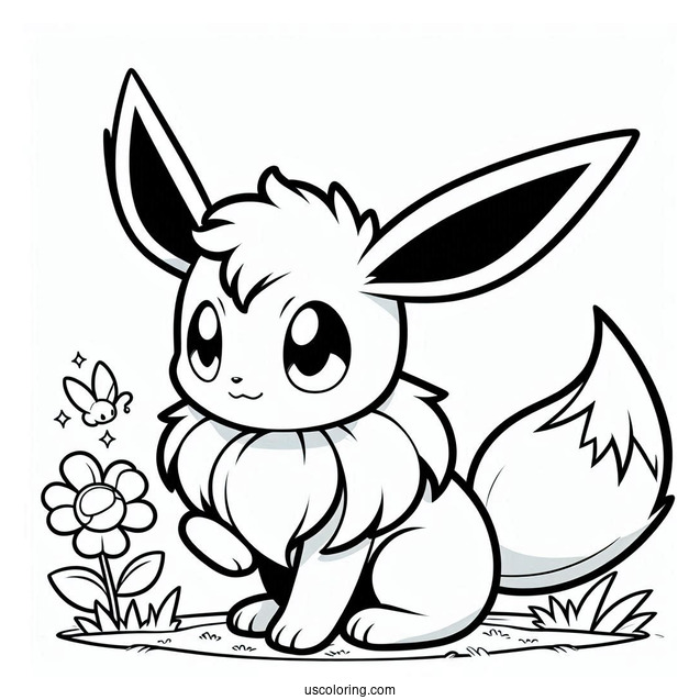 Sylveon Coloring Page Of Eevee Playing For Kids