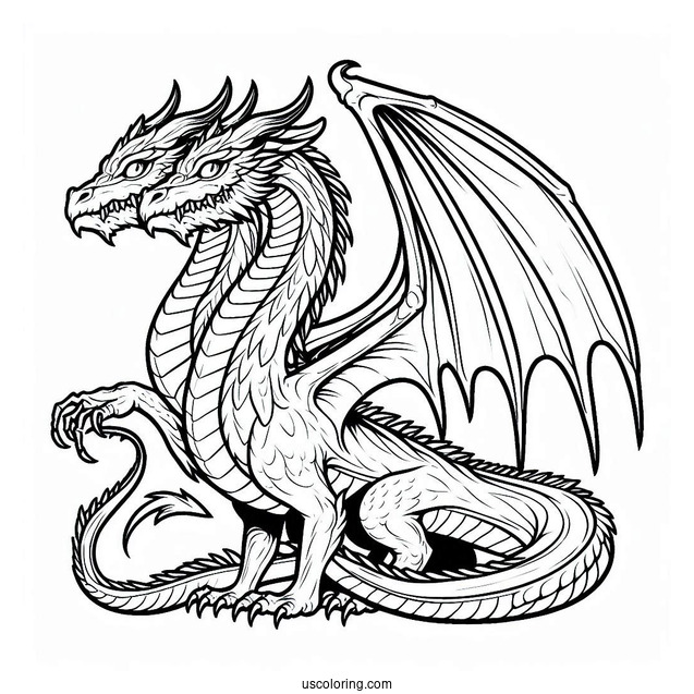 Two Headed Dragon Coloring Sheet