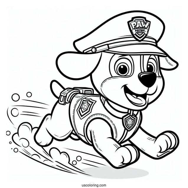 Police Dog Chase Coloring Picture For Preschoolers