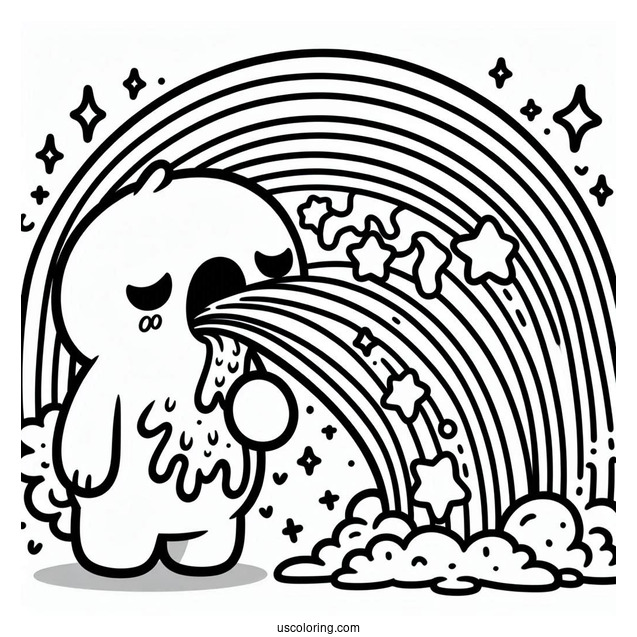 Blue Rainbow Friends Coloring Page Vomiting Rainbow