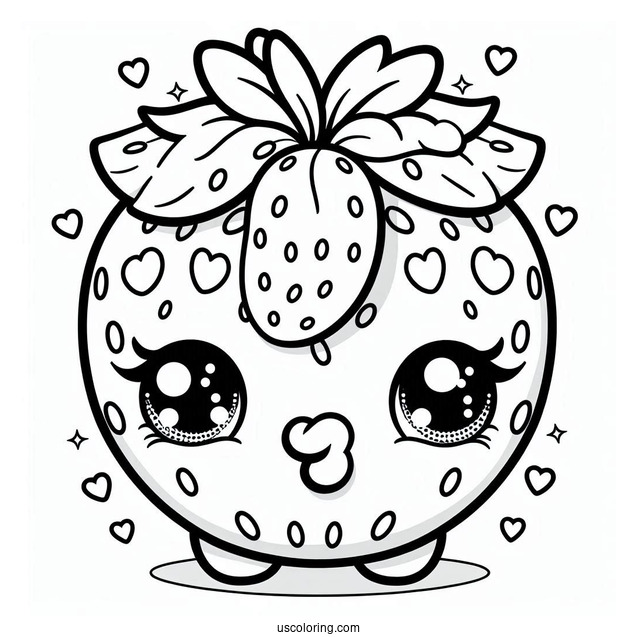 Detailed Coloring Page Of Strawberry Kiss Shopkins