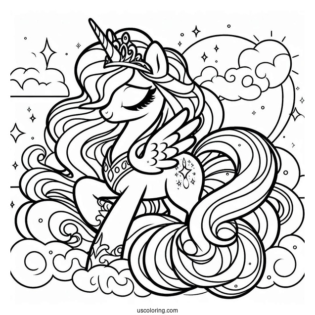 Princess Celestia Coloring In For Preschoolers