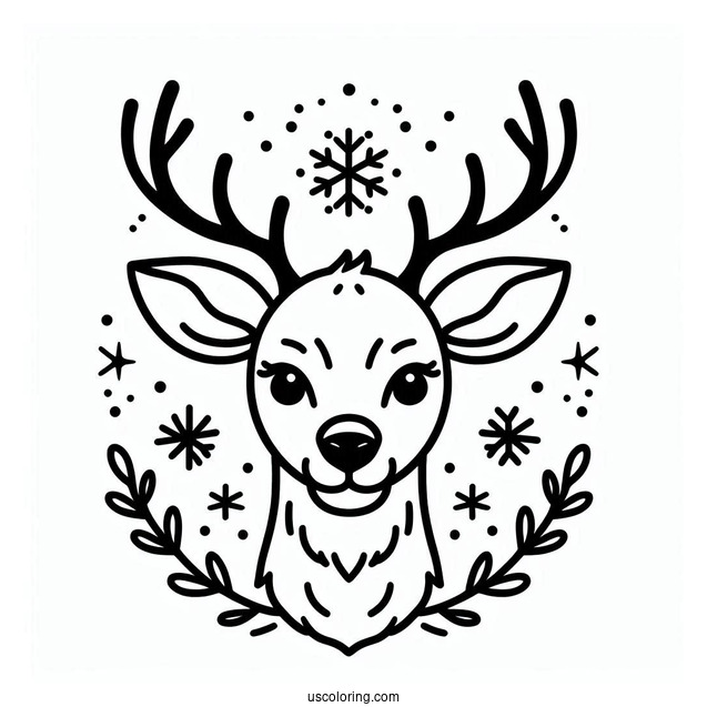 Simple Outline Of a Reindeer Face