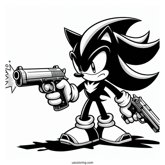 Shadow Coloring Page The Hedgehog With Gun In A Fight