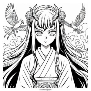 Nezuko Coloring Page Berserk Demon Form