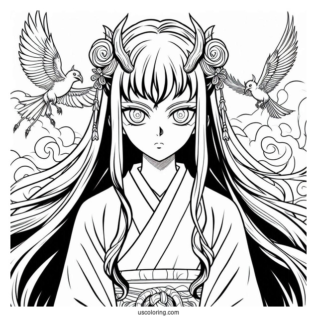 Nezuko Coloring Page Berserk Demon Form