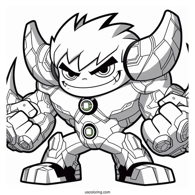 Ben 10 Coloring Page Of Bullfrag Smirking In Battle