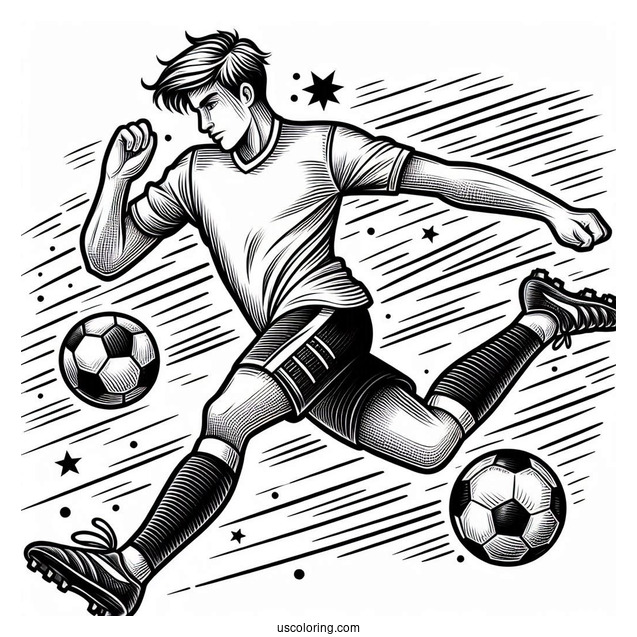 Soccer Striker And Defender To Color