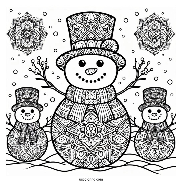 Snowman Mandala To Color For Adults