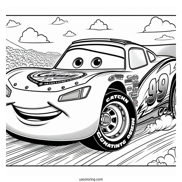 Lightening McQueen From Cars Movie To Color