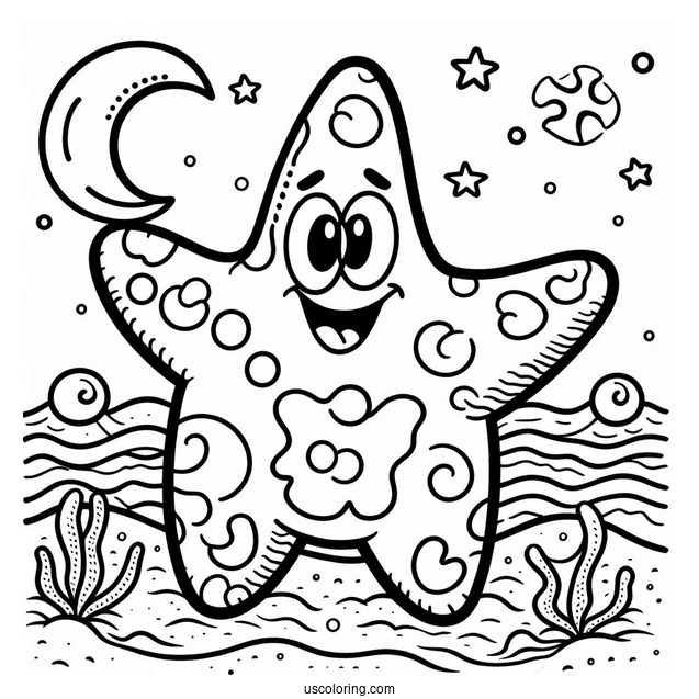 Coloring Page Of Patrik The Starfish For Kids