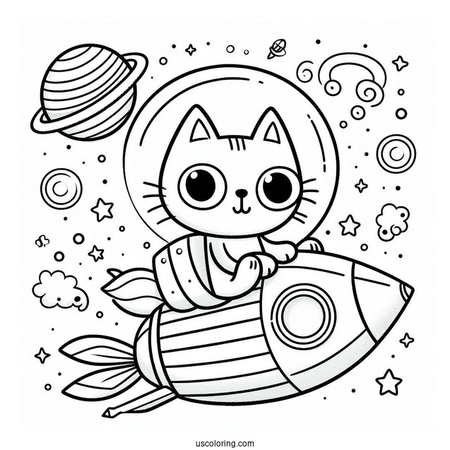 Coloring Page Of Pete The Cat In Space