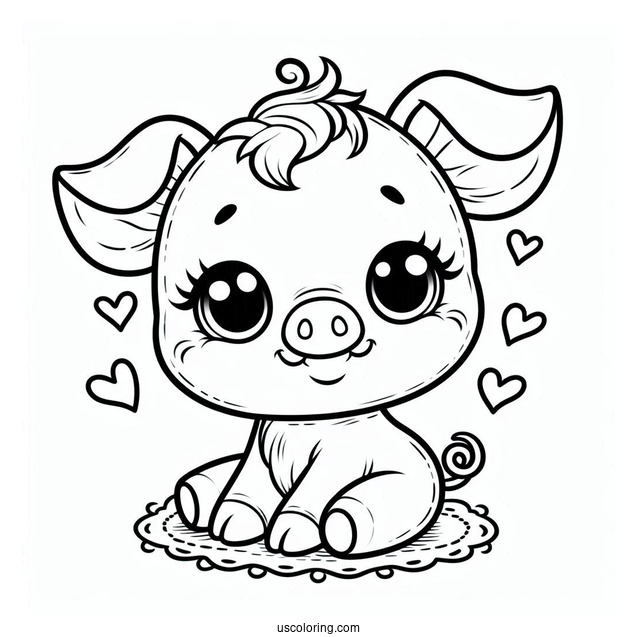 Piglet Coloring Page Wearing A Heart Sign