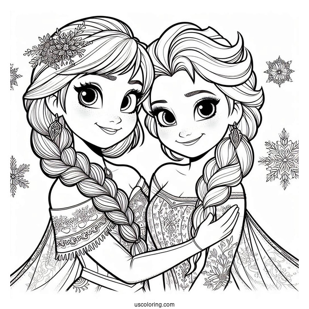 Anna And Elsa To Color For Kids