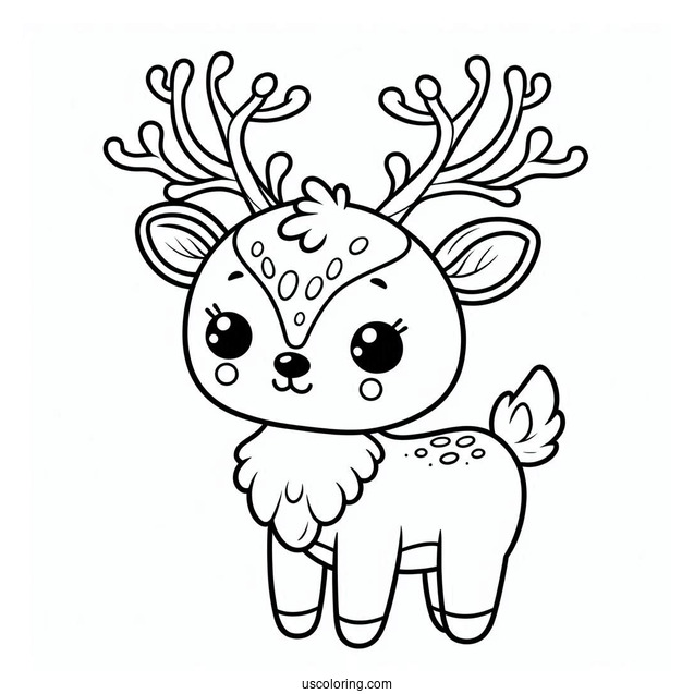 Super Cute Reindeer Coloring Page For Toddlers