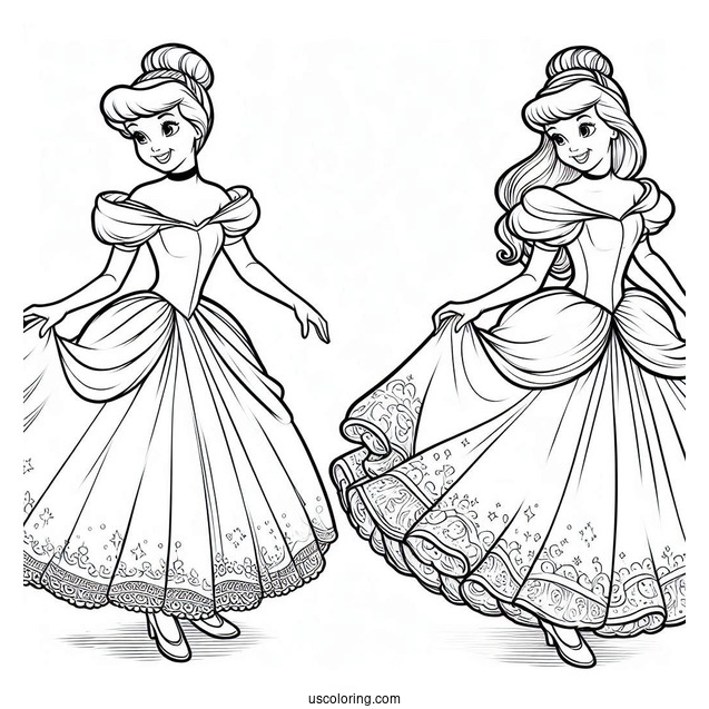 Detailed Coloring Page Of Cinderella