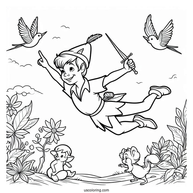 Simple Outline Of Peter Pan Coloring In