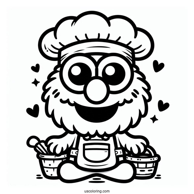 Chibi Elmo Coloring Page For Preschoolers