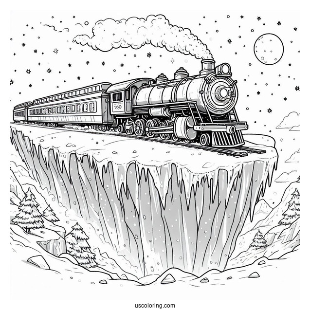 Polar Express Coloring Page Of On An Iceberg