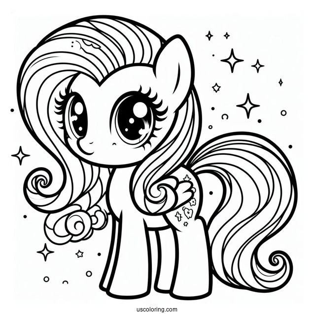 Cute Fluttershy Outline for Kids