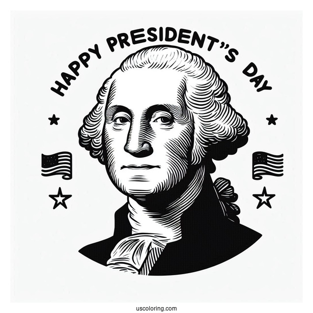 Happy President s Day Words With George Washington Portrait