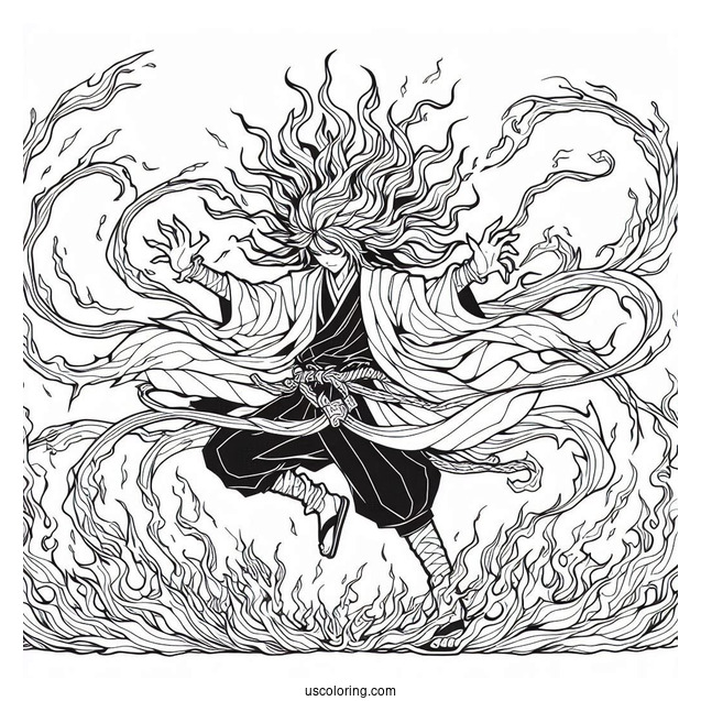 Tanjiro Coloring Page Dance Of The Fire God Technique