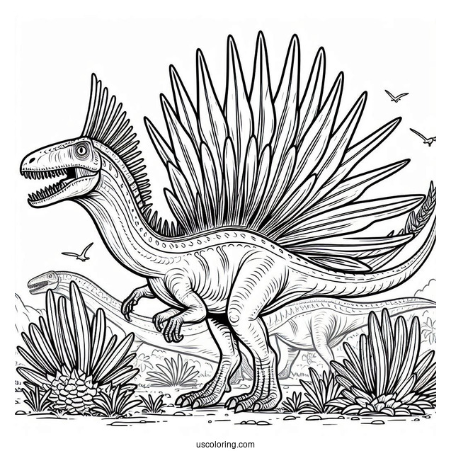 Mega Spinosaurus Coloring Page Outline