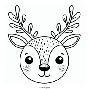 Simple Outline Of a Reindeer Face