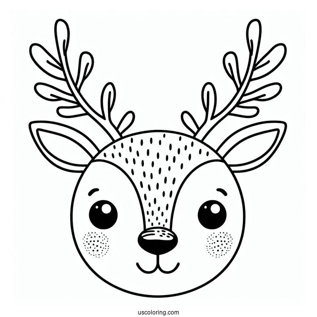 Simple Outline Of a Reindeer Face