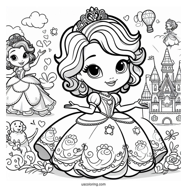 Sofia The First Coloring Page Of Having Fun With Gwen