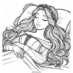Young Sleeping Beauty Coloring Page Aurora For Kids