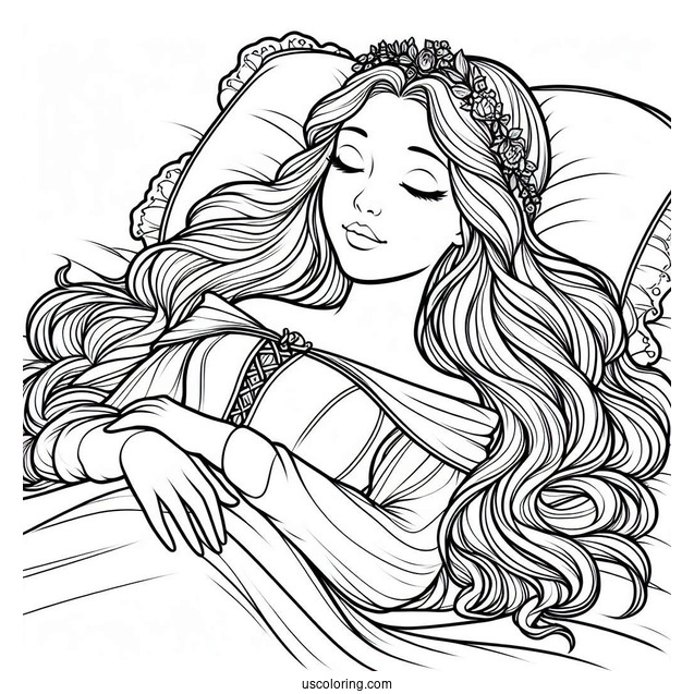 Young Sleeping Beauty Coloring Page Aurora For Kids