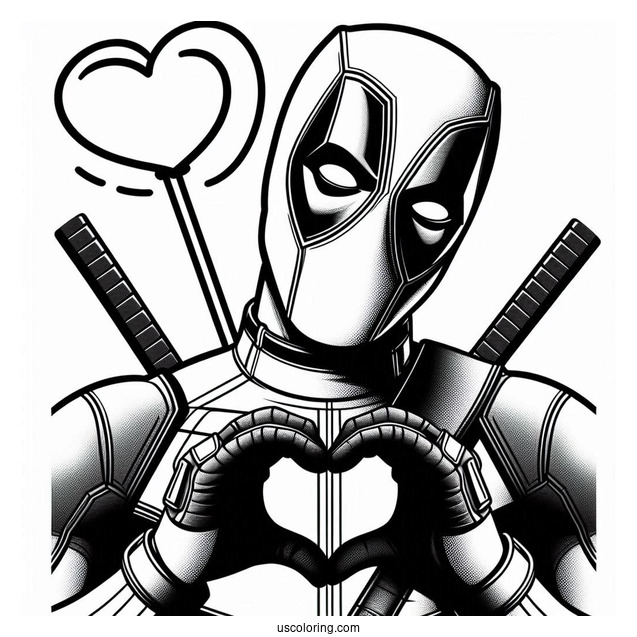 Deadpool Making Love Heart Shape To Color