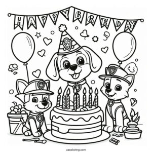 Happy Birthday Paw Patrol Coloring Sheet