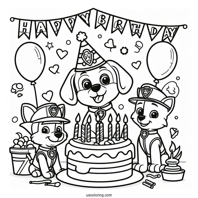 Happy Birthday Paw Patrol Coloring Sheet