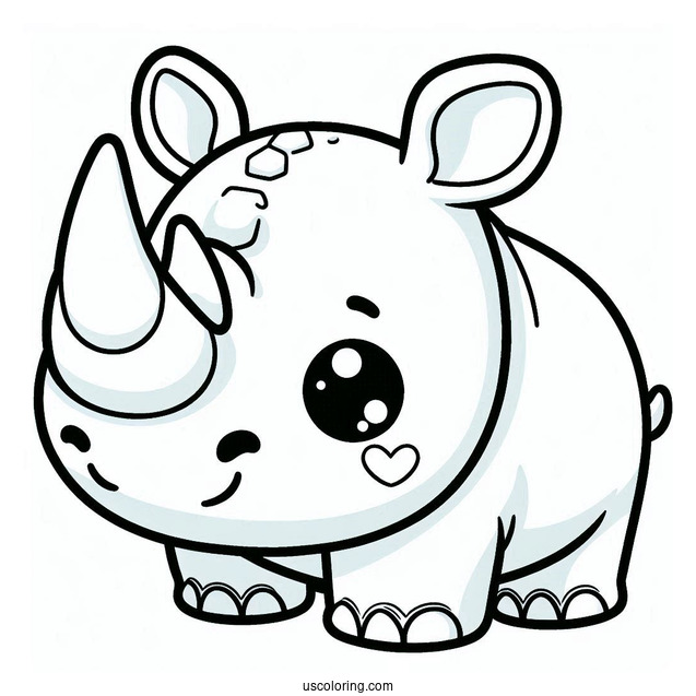 Kawaii Themed Rhino Coloring Sheet