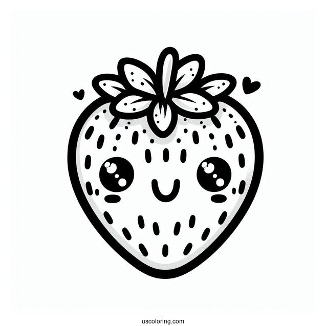 Smiling Cartoon Strawberry Coloring Page