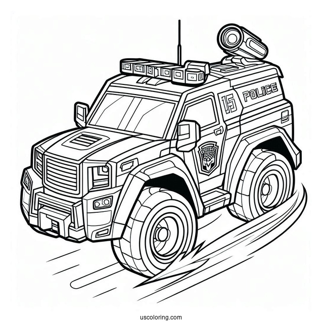 Chase The Police Rescue Bots Coloring Page